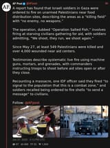 Screenshot 2025-06-28 at 01-11-20 AF Post (@AFpost) A report has found that Israeli soldiers in Gaza were ordered to fire on unarmed Palestinians near food distribution sites describing the areas as a “killing field” with “no enemy no weapo[...]