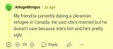 Ukrainian refugee cheats on husband with ugly leaf