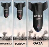 hiroshima london gaza 85000 tons bombs