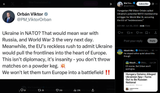 Hungarian PM Viktor Orbán called Ukraine&#039;s potential NATO membership a trigger for World War III, accusing the EU of &#039;recklessness&#039; 28-06-2025