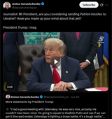 Journalist, Mr President, are you considering sending Patriot missiles to Ukraine, Have you made up your mind about that yet 27-06-2025 Trump, I may HD