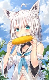 Fubuki with a corn chob__shirakami_fubuki_hololive_drawn_by_sukemyon__sample-bbbcd589b867b70cfcac049aab113acf