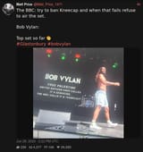 Screenshot 2025-06-28 at 19-53-37 Matt Price (@Matt_Price_1971) The BBC try to ban Kneecap and when that fails refuse to air the set. Bob Vylan Top set so far 🫡 #Glastonbury #bobvylan XCancel