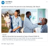 2021-08-21 U.S. FDA Ya&#039;ll Ivermectin Horse Paste Twitter Tweet @US_FDA