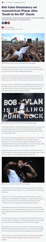 UK Bob Vylan Glastonbury Set Removed From iPlayer After &#039;Death To The IDF&#039; Chants