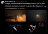 Ukrainian soldiers from the 1st Tank Brigade successfully used the French Mistral man-portable air defense system during a night operation 29-06-2025