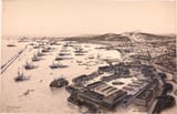 Antonio de Caula y Concejo (La Coruña 1847-c.1904) French, British, and Spanish fleets at Cherbourg saluting Alphonse XIII as he embarks the yacht Victoria and Albert for Portsmouth - watercolour on cardboard 1905 [5 June 1905]