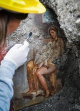 Unknown artist (Roman 1st c. AD) Zeus and Leda - fresco [House of Leda (V 6.12), Pompeii] (excavation in 2018a)