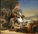 François Barthélémy Michel Édouard Cibot (Paris, French Republic 1799-1877 ibidem) Défense de la Célésyrie par Raymond Dupuy, 1130 - Huile sur toile 1844-min