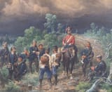 Christian Sell II (Düsseldorf, Rhine Province, Kingdom of Prussia, G.C. 1856-1925 Gotha, Land Thüringen, G.R.) Treffen der Österreichischen und Preussischen kommandanten (Meeting of the Austrian and Prussian commanders) - Gouache auf Papier 1868