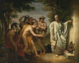 Jean-Bruno Gassies (Bordeaux, Gascony, Kingdom of France 1786-1832 Paris, Kingdom of France) Horace au tombeau de Virgile (Horace at the tomb of Virgil) - huile sur toile 1817