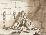 Bartolomeo Pinelli (Rome c.1775-1835 ibid.) Ugolini della Gherardesca and his sons in the tower of his starvation - brush and black ink on paper 1808 [by the archbishop of Pisa, 1288]