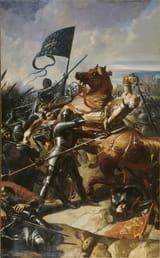 Charles-Philippe Auguste Larivière (Paris, French Republic 1798-1876 ibidem) Bataille de Castillon, 17 juillet 1453 (The Battle of Castillon on 17 July 1453, French victory in the final battle of the 100 Years War) - Huile sur toile 1838-min