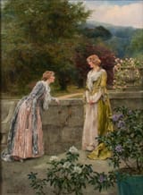 Henry John Yeend-King (London, England, U.K. 1855-1924 ibidem) Two Women on a Terrace - Oil on canvas-min