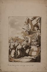 Unknown artist (Spanish 19th c.) Presentation of the Fine Arts to Ferdinand VII - ink and watery on paper (study) [El Prado Museum, inaugurated on 19 Nov. 1819] 2