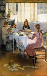 Elizabeth Adela Forbes née Armstrong (Kingston, Canada 1859-1912 Newlyn, England) A game of the old maid - oil on canvas 1889