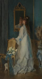 Alfred Émile Léopold Stevens (Brussels, South Brabant, Kingdom of the Netherlands 1823-1906 Paris, French Republic) A Girl in Front of the Mirror - Oil on canvas c.1880