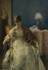 Alfred Émile Léopold Stevens (Brussels, South Brabant, Kingdom of the Netherlands 1823-1906 Paris, French Republic) Lovelorn - Oil on canvas-min