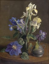 Hans Frank (Vienna, Austro-Hungarian Monarchy 1884-1948 Salzburg, Republic of Austria) Stillleben mit Clematis und Iris - Öl auf Malpappe c.1930-min