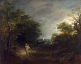 Thomas Gainsborough (Sudbury, Suffolk, England, Kingdom of Great Britain 1727-1788 London, U.K.) Wooded Landscape with a Woodcutter - Oil on canvas c.1763