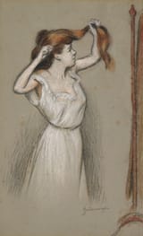 Federico Zandomeneghi (Venice, Kingdom of Lombardy-Venetia, Empire of Austria 1841-1917 Paris, French Republic) Femme qui se Coiffe - Pastel on paper