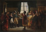 Pierre-Nolasque Bergeret (Bordeaux, Gascony, Kingdom of France 1782-1863 Paris, French Empire) Alexandre Ier présente à Napoléon Ier les Kalmouks, les Cosaques et les Baskirs de l&#039;armée russe, 9 juillet 1807 - Huile sur toile 1810-min