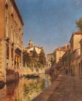 Enrico Meneghelli (1853-1942) Ponte a Venezia - Olio su tela