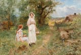 Henry John Yeend-King (London, England, U.K. 1855-1924 ibidem) Two blackberry gatherers - Oil on canvas