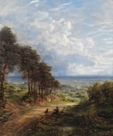 George William Mote (1832-1909 Ewhurst, Surrey, England, U.K.) Ewhurst looking over Guildford - Oil on canvas 1889