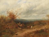 John Linnell (Bloomsbury, Middlesex, England, Kingdom of Great Britain 1792-1882 Redhill, Surrey, England, U.K.) Woodcutters - Oil on canvas 1874