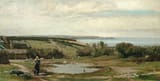 John William Buxton Knight (Sevenoaks, Kent, England, U.K. 1843-1908 Dover, Kent, England, U.K.) A coastal farmstead - Oil on canvas
