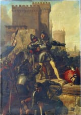 Charles-Philippe Auguste Larivière (Paris, French Republic 1798-1876 ibidem) Prise de Brescia, 19 février 1512 (The French capture of Brescia from the Venetians during the War of the League of Cambrai) - Huile sur toile c.1837-min