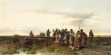 Pál Böhm (Nagyvárad, Bihar County, Kingdom of Hungary, Empire of Austria 1839-1905 Munich, Kingdom of Bavaria, German Reich) Returning Home from the Fields - Oil on panel 1872