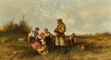 Pál Böhm (Nagyvárad, Bihar County, Kingdom of Hungary, Empire of Austria 1839-1905 Munich, Kingdom of Bavaria, German Reich) Rest during Fieldwork - Oil on wood 1872