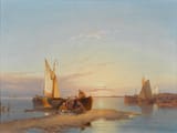 Cornelis Christiaan Dommershuijzen (Utrecht, Province of Utrecht, Kingdom of the Netherlands 1842-1928 The Hague, Kingdom of the Netherlands) Eemness on the Zuiderzee, Holland - Oil on panel 1906