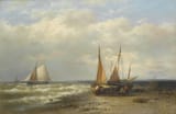 Abraham Hulk the Elder (London, U.K. 1813-1897 Zevenaar, Gelderland, Kingdom of the Netherlands) Low tide - Oil on canvas