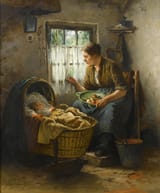 Johannes Weiland (Vlaardingen, South Holland, Kingdom of the Netherlands 1856-1909 Rotterdam, South Holland, Kingdom of the Netherlands) Mother and child in an interior - Oil on canvas