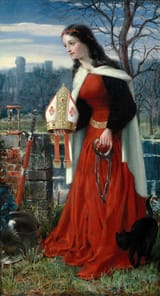 Attributed to George Dunlop Leslie (London, U.K. 1835-1921 Lindfield, Sussex, England, U.K.) Allegorical scene with a maiden holding shackles and a mitre - Oil on canvas