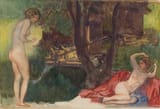 Rudolf Jettmar (Tarnów, Tarnów County, Kingdom of Galicia and Lodomeria, A.H.M. 1869-1939 Vienna, Reichsgau Vienna, German Reich) Badende (Bathers) - Aquarell auf Velin 1908