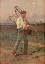 Václav Brožík (Třemošná, Plzeň Okres, Kingdom of Bohemia, Austrian Empire 1851-1901 Paris, French Republic) Return of the scytheman - Oil on canvas 1894-min