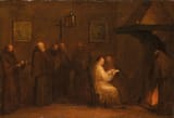 Gaudenzio Botti (Brescia, Bresciano, Domain of the Republic of Venice 1698-1775) Monks by a fireplace - Oil on canvas