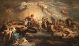 James Durno (London, England, Kingdom of Great Britain c.1745-1795 Rome, State of the Church) Sketch depicting the massacre of the Giustiniani of Scio - Oil on Canvas