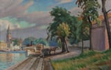 Alarik Gustaf Waldemar Munsterhjelm (Tuulos, Tavastehus Governorate, Grand Duchy of Finland, Russian Empire 1873-1944 Hämeenlinna, Hämeen lääni, Republic of Finland) Aura River - Oil on canvas