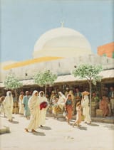 Stefan Bakałowicz (Warsaw, Kingdom of Poland, Russian Empire 1857-1947 Rome, Italian Republic) Na targu w Trypolisie (At the Market in Tripoli) - Akwarela i gwasz na papierze 1922