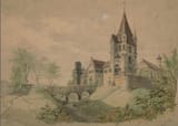 Lorenzo Quaglio the Younger (Munich, Electorate of Bavaria, Holy Roman Empire 1793-1869 Munich, Kingdom of Bavaria) Schloss Kaltenberg - Aquarell über Bleistift auf Velin 1846