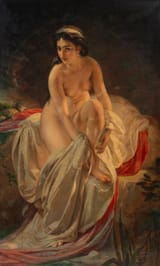 Attributed to Andrea Belloli (Rome, State of the Chruch 1822-1881 Rome, Kingdom of Italy) After the bath - Oil on canvas 1870