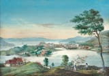 Johan Christian Claussen Dahl (Bergen, Søndre Bergenhus amt, Norway, Denmark-Norway 1788-1857 Dresden, Kingdom of Saxony, German Confederation) Bergen sett fra Kronstad - Olje på lerret 1810