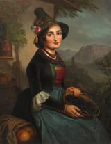 Georg Wilhelm Wanderer (Rothenburg ob der Taube, Electorate of Bavaria, H.R.E. 1803-1863 Nürnberg, Middle Franconia, Kingdom of Bavaria, German Confederation) Tiroler Fruchthändlerin - Öl auf Leinwand