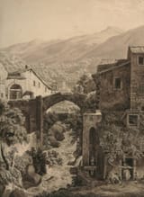 Adam Friedrich Carl Ernst Fries (Heidelberg, Electorate of the Palatinate, Holy Roman Empire 1801-1833 Karlsruhe, Grand Duchy of Baden, German Confederation) A Subiaco - Braune Feder, laviert, auf Velin