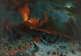After Albert Bierstadt (Solingen, Rhine Province, Kingdom of Prussia 1830-1902 New York, New York, U.S.A.) Mount Vesuvius at Midnight - Chromolithograph 1869